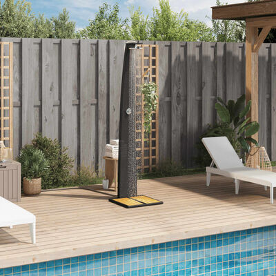 vidaXL Outdoor Shower Black 21.7"x23.6"x88.2" Poly Rattan and Acacia Wood