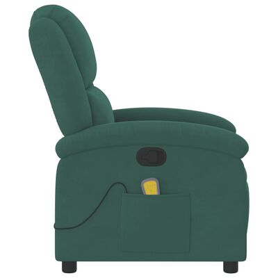 vidaXL Massage Recliner Chair Dark Green Velvet