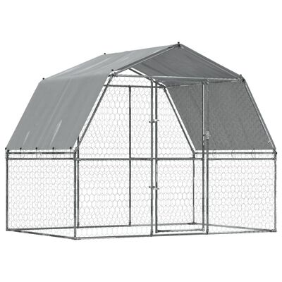 vidaXL Dog Cages with Roof and Door Silver Galvanized Steel