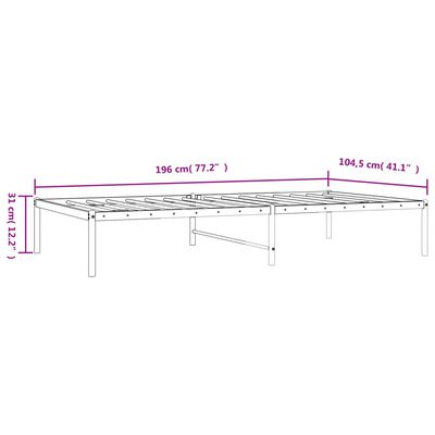 vidaXL Metal Bed Frame without Mattress White 39.4"x74.8"