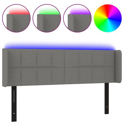 vidaXL LED Headboard Dark Gray 57.9"x6.3"x30.7"/34.6" Fabric