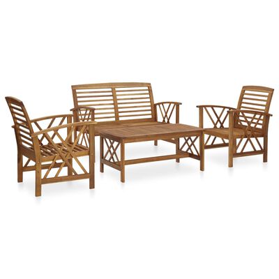 vidaXL 4 Piece Patio Lounge Set Solid Acacia Wood