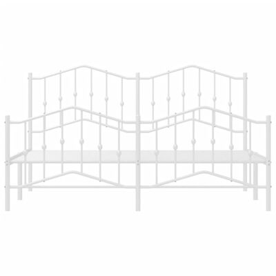 vidaXL Metal Bed Frame with Headboard&Footboard White 72"x83.9" California King