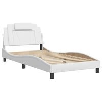 vidaXL Bed Frame without Mattress White 39.4"x74.8" Faux Leather