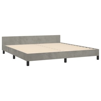 vidaXL Bed Frame with Headboard Light Gray 76"x79.9" King Velvet