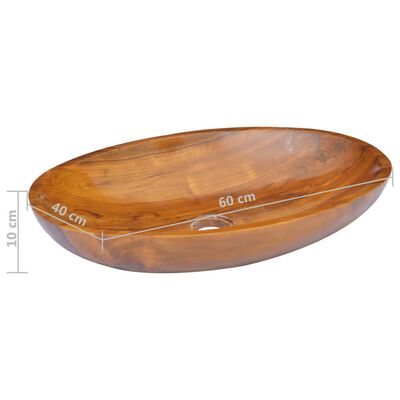 vidaXL Basin Solid Wood Teak 23.6"x15.7"x3.9"