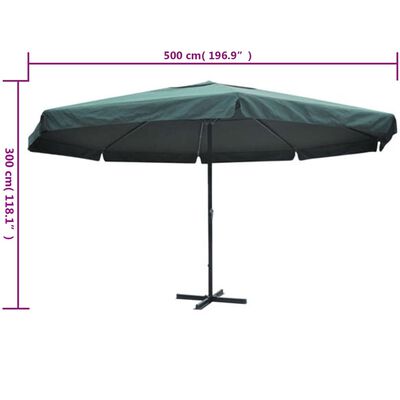 vidaXL Garden Parasol Green Aluminum 196.9"