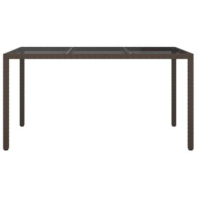 vidaXL Patio Table 59.1"x35.4"x29.5" Tempered Glass and Poly Rattan Brown