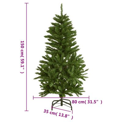 vidaXL Artificial Hinged Christmas Tree 150 LEDs & Ball Set 59.1"