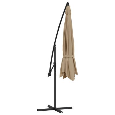 vidaXL Cantilever Garden Parasol with Aluminum Pole 137.8" Taupe