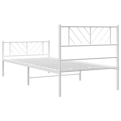 vidaXL Metal Bed Frame without Mattress with Footboard White 39.4"x74.8"