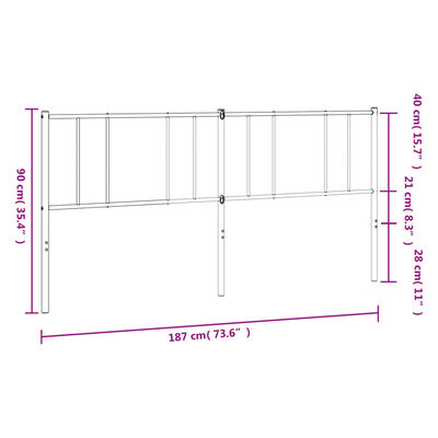 vidaXL Metal Headboard White 70.9"