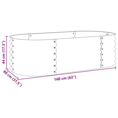 vidaXL Garden Raised Bed 63"x31.5"x17.3" Galvanized Steel Gray