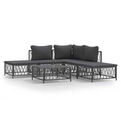 vidaXL 6 Piece Patio Lounge Set with Cushions Anthracite Steel