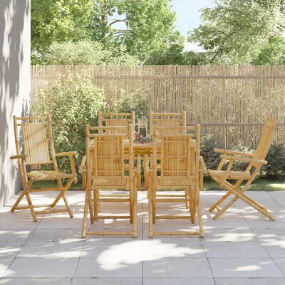 vidaXL Folding Patio Chairs 6 pcs 20.9"x26"x39" Bamboo