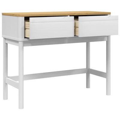 vidaXL Console Table FLORO White 35.2"x14.4"x28.7" Solid Wood Pine