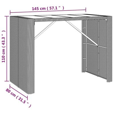 vidaXL 7 Piece Patio Bar Set Brown Poly Rattan