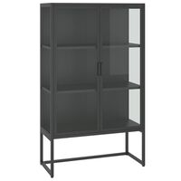 vidaXL Highboard Anthracite 31.5"x13.8"x53.1" Steel and Tempered Glass