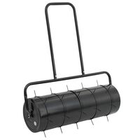 vidaXL Garden Lawn Roller with Aerator Clamps Black 16.6 gal Iron and Steel
