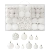 vidaXL 100 Piece Christmas Ball Set White