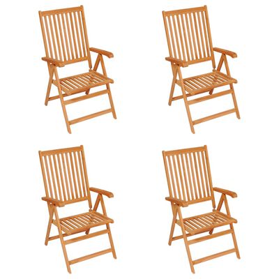 vidaXL Patio Chairs 4 pcs with Anthracite Cushions Solid Teak Wood