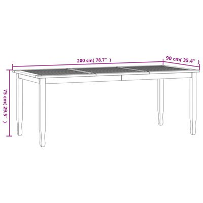 vidaXL Patio Dining Table 78.7"x35.4"x29.5" Solid Wood Teak