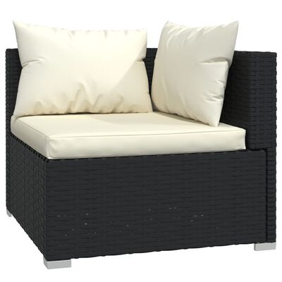 vidaXL 7 Piece Patio Lounge Set with Cushions Poly Rattan Black