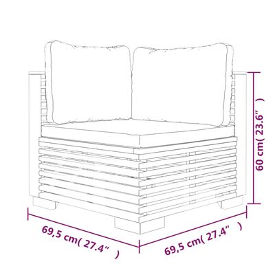 vidaXL 4 Piece Patio Lounge Set with Cushions Solid Wood Teak