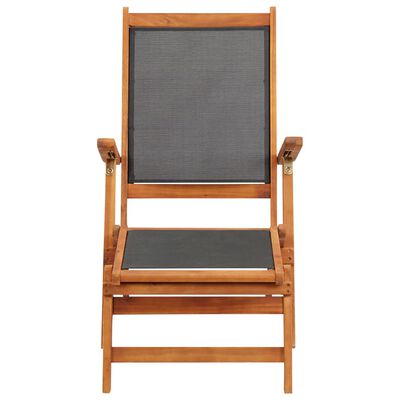 vidaXL Patio Deck Chair Solid Acacia Wood and Textilene