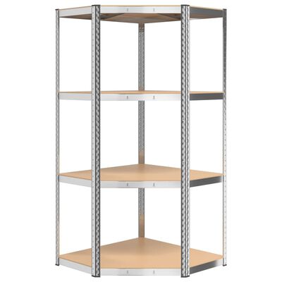 vidaXL 4-Layer Shelves 3 pcs Silver Steel&Engineered Wood