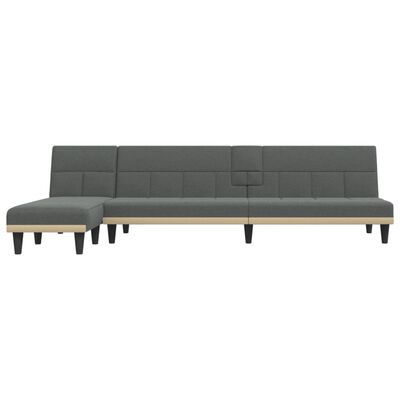 vidaXL L-shaped Sofa Bed Dark Gray 100.4"x55.1"x27.6" Fabric