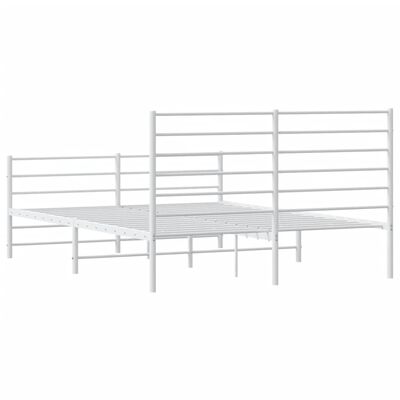 vidaXL Metal Bed Frame without Mattress with Footboard White 59.1"x78.7"