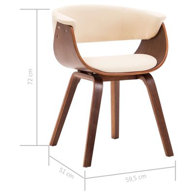 vidaXL Dining Chair Cream Bent Wood and Faux Leather