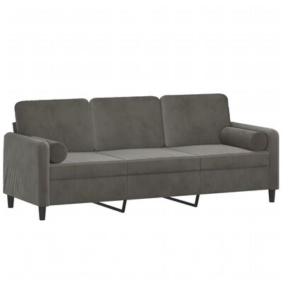 vidaXL 3-Seater Sofa with Pillows&Cushions Dark Gray 70.9" Velvet