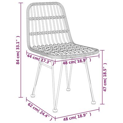 vidaXL 3 Piece Patio Dining Set Poly Rattan