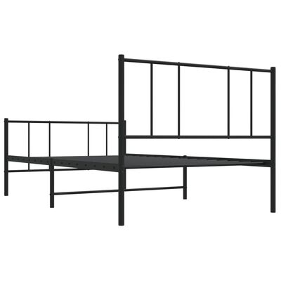 vidaXL Metal Bed Frame without Mattress with Footboard Black 39.4"x74.8"