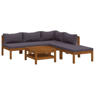 vidaXL 6 Piece Patio Lounge Set with Cushion Solid Acacia Wood