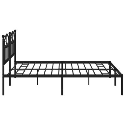 vidaXL Metal Bed Frame without Mattress with Headboard Black 76"x79.9"