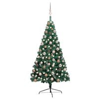 vidaXL Artificial Half Pre-lit Christmas Tree with Ball Set Green 47.2"