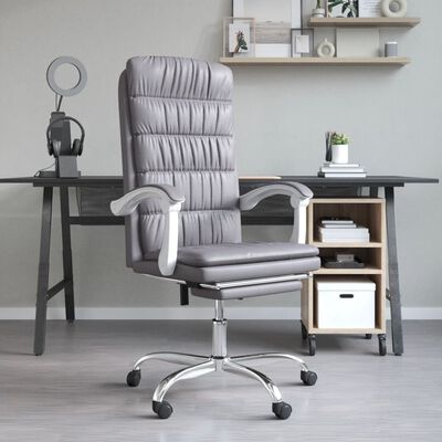 vidaXL Reclining Office Chair Gray Faux Leather