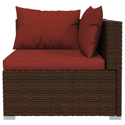 vidaXL 5 Piece Patio Lounge Set with Cushions Poly Rattan Brown