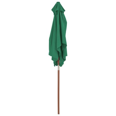 vidaXL Outdoor Parasol with Wooden Pole 59.1"x78.7" Green