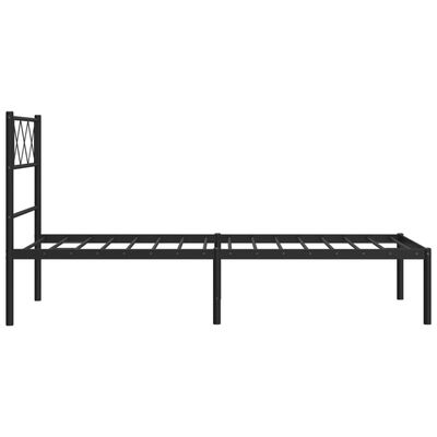 vidaXL Metal Bed Frame without Mattress with Headboard Black 39.4"x74.8"