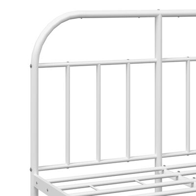 vidaXL Metal Bed Frame without Mattress with Headboard White 53.1"x74.8"