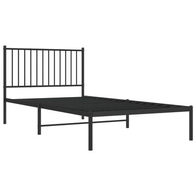 vidaXL Metal Bed Frame with Headboard Black 39.4"x78.7"