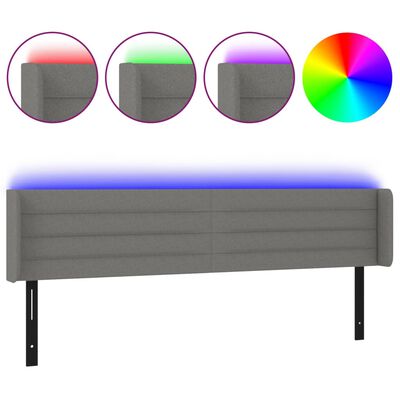 vidaXL LED Headboard Dark Gray 79.9"x6.3"x30.7"/34.6" Fabric