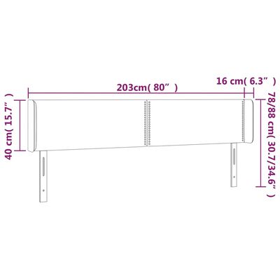 vidaXL LED Headboard Light Gray 79.9"x6.3"x30.7"/34.6" Fabric