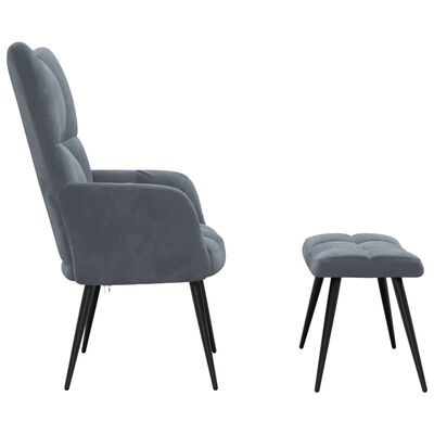 vidaXL Relaxing Chair with a Stool Dark Gray Velvet