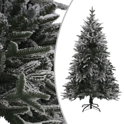 vidaXL Artificial Pre-lit Christmas Tree with Flocked Snow 70.9" PVC&PE