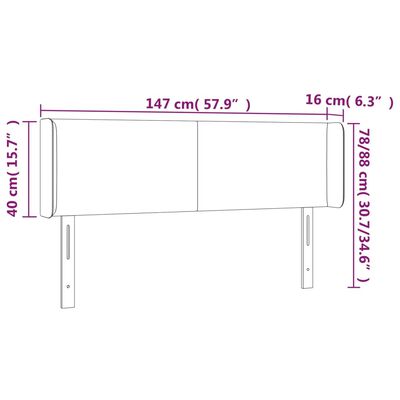 vidaXL LED Headboard Light Gray 57.9"x6.3"x30.7"/34.6" Velvet